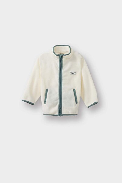 DeFacto Baby Boy Woven Label Zippered Fleece Cardigan G3139A525Wn