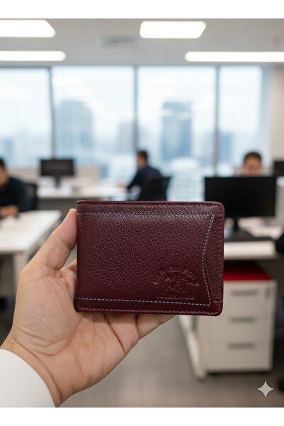 Newish Polo Genuine Leather Credit Card Holder Wallet Side Model