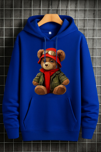 classy moda Unisex 3 Thread Ş Fleece-Lined Hooded Hoodie Cute Teddy Bear B Pr...