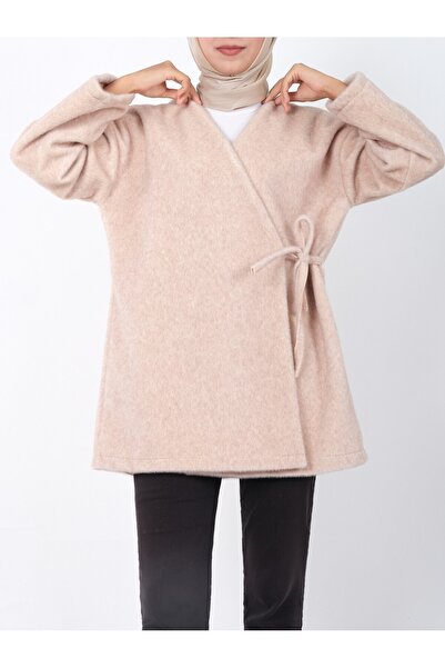 MissRunin Yandan Bağlamalı Kürklü Ceket