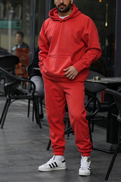 ruNadeS Men's 3 Thread Oversized Kangaroo Pocket Elasticated Cuffs Sweatpants Set - Home Wear