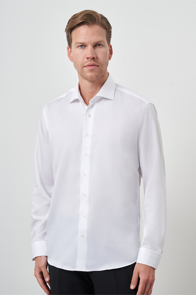 Morven Men's White Cotton Trend Slim Fit Slim Fit Non Iron Shirt