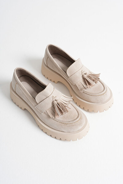 TRENDELLA Mina Women's Daily Beige Suede Loafer Shoes