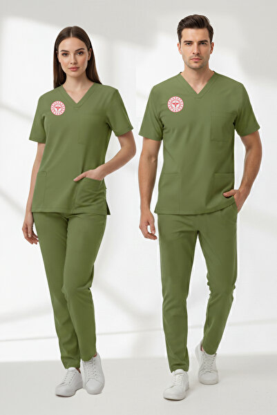 ÇİZGİ MEDİKAL Uniforme pentru farmaci material elastic seturi compatibile cu Ministerul Sănătății-Grasshopper