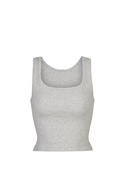 SKIMS Cotton Rib Açık Gri Atlet
