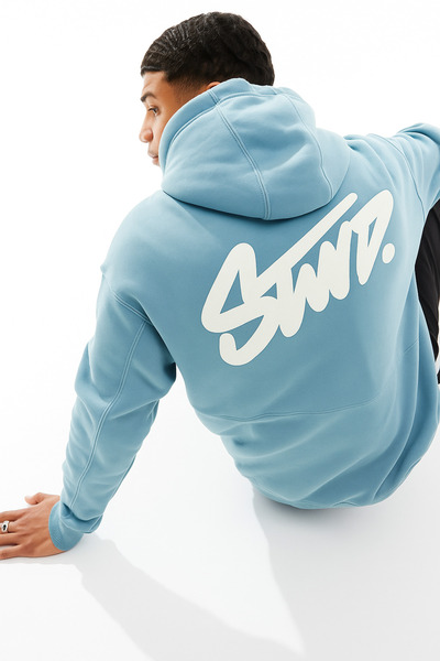 CLASSY.MODA Unisex 3 Thread O Oversized K Hooded Kangaroo Pocket Stwd Lettering Back B Printed Sweatshirt