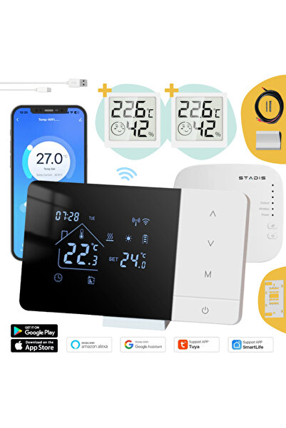 STADIS Termostat de Ambient Smart 506x STADIS™, WiFi, Controlat prin Telefon, Universal, Programabil, Negru