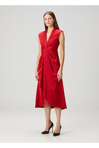 Aidan Mattox Kırmızı Midi Kokteyl Elbise