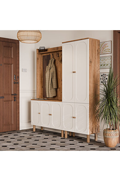 Mezza Set 5090-5094 Roma Sol Aynalı 7 Kapaklı (membran) 4 Askılı Raflı Bohem ...