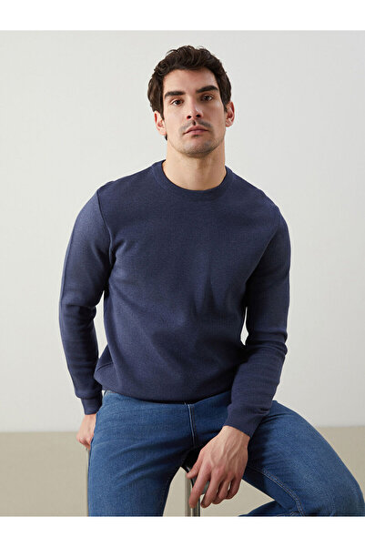LC Waikiki LCWAIKIKI Classic Indigo B guler rotund Pulover pentru bărbați cu mânecă lungă