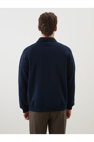 LC Waikiki Ανδρικό φούτερ με μακρυμάνικο γιακά πόλο LCW Vision Navy Blue