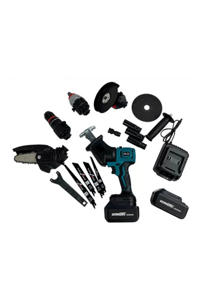 German Meister Trusă 5 în 1 – Mini Drujbă, Autofiletantă, Pistol cu Impact, F...