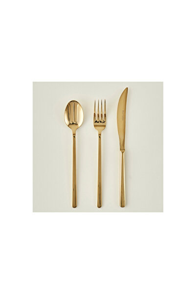 Bella Maison Milano 18 Parça Tatlı Çatal Kaşık Bıçak Seti Gold Gold