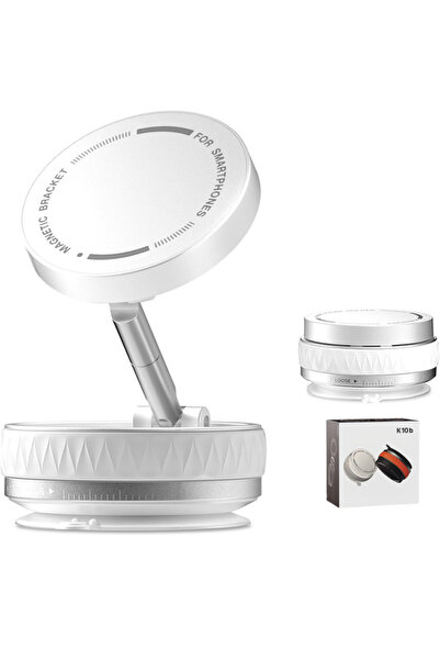 Skyline Orbion Universal Magnetic Phone Holder - Vacuum Mount, 360° Rotation, Foldable, White
