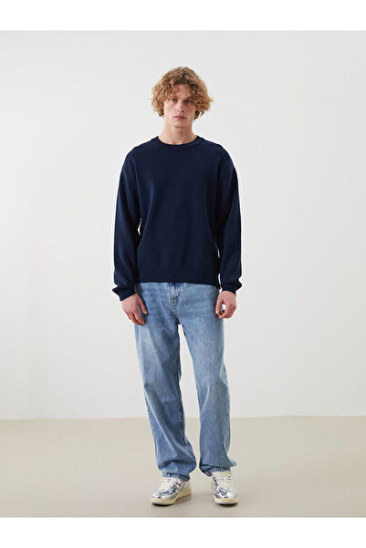 LC Waikiki LCW Casual Синій велосипедний комір з довгими рукавами Чоловічий трикотажний светр