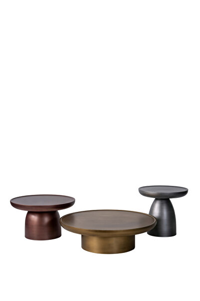 BEKALIVING Hills Mushroom Color Ahşap 3'lü Orta Sehpa