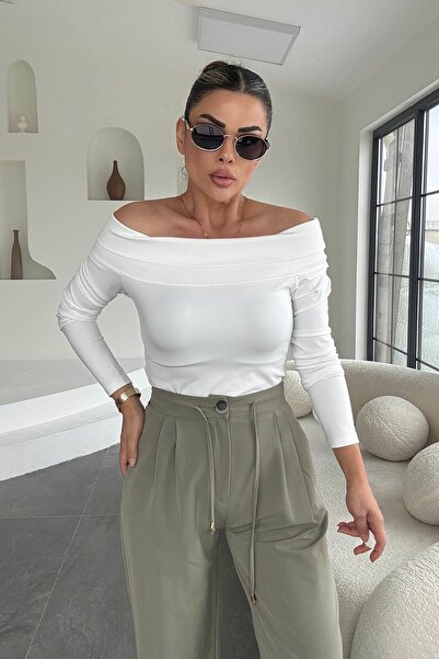 Eswomes مادونا طوق المحاصيل بلوزة إكرو