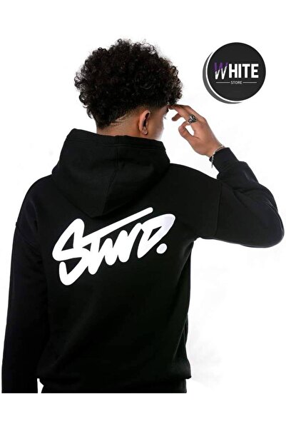 CLASSY.MODA Unisex Oversized 3 Thread K Hooded Sweatshirt Stwd Lettering B Printed Comfortable Casual Style Hoodie