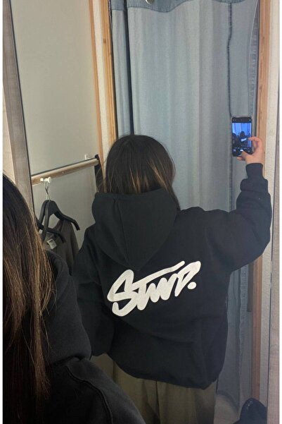 CLASSY.MODA Unisex 3 Thread O Oversized K Hooded Kangaroo Pocket Stwd Lettering Back B Printed Sweatshirt