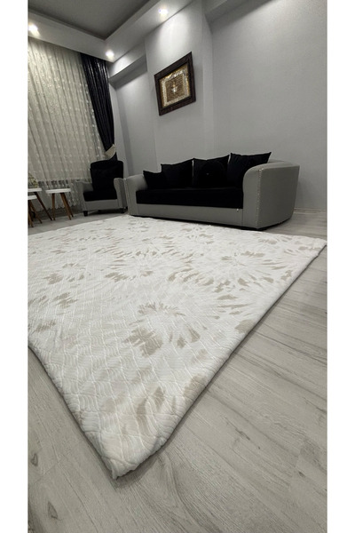 Muensu غطاء سجاد من الصوف الصناعي باللون البيج والأبيض بمساحة 6 أمتار مربعة، ...