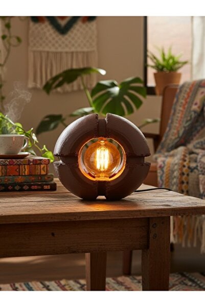 ZAVANSA Endüstriyel Tasarım Beton Görünümlü Nova Abajur Masa Lambası (Rustik ...