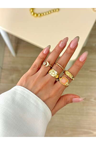 YOUES JEWELRY مجموعة من 5 خواتم للنساء