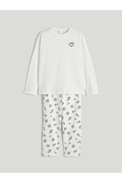 LC Waikiki New Season Crew Neck Printed Girls' Pajama Set