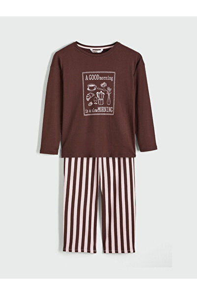 LC Waikiki New Season Crew Neck Printed Women's Pajama Set