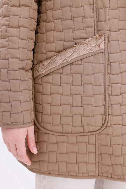 MG OTANTİK Γυναικείο παλτό μεγάλου μεγέθους με γούνα, αδιάβροχο, με με κουκούλα τσέπες, καπιτονέ