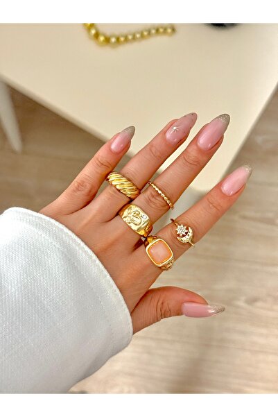 YOUES JEWELRY مجموعة من 5 خواتم للنساء