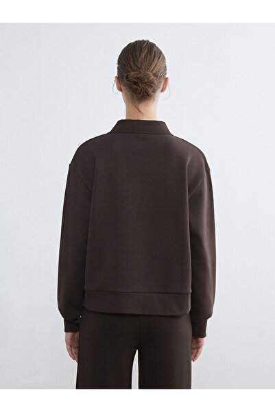 LC Waikiki Polo Neck Brooklyn Printed Women's Thick Sweatshirt