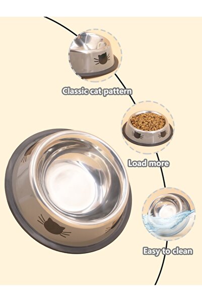 Choice Gray stainless steel cat/dog food bowl (single pack), multi-size anti-drop food bowl.