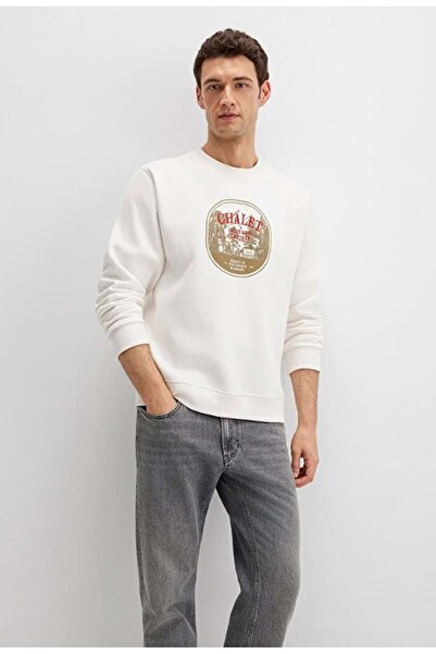 Mavi 0S10484-70057 Chalet Embroidered Crew Neck Sweatshirt White