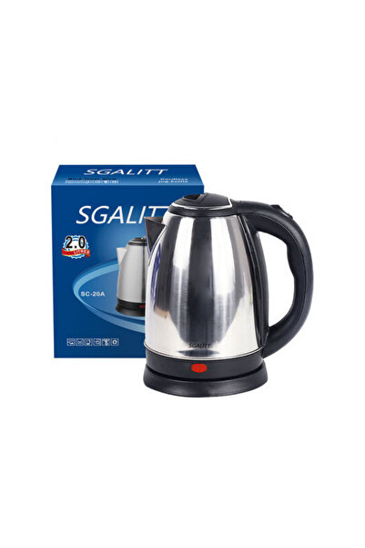 OEM Sgalitt Inox Kettle Mug 2L – Automatic Trigger, 360°, Overheating Protection, Stainless Steel/Black