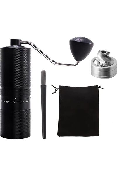 VOGMAX مطحنة قهوة يدوية محمولة، 60 إعدادًا، شفرة من الفولاذ المقاوم للصدأ، مقبض من خشب الجوز