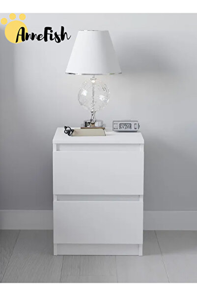 AnneFish 40*40*55cm NightStand for Bedroom Rustic Side Table Simple Bedside End Table with 2 Storage Drawers