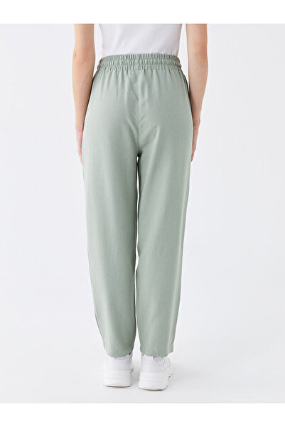 LC Waikiki LCW Elastic Waist Plain Linen Blended Women's Trousers