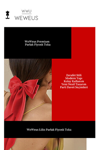 Weweus Women's Red Shiny Bow Ribbon Long Luxury Buckle