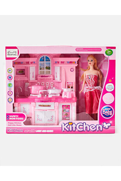 REDTAG مجموعة ألعاب مطبخ للبنات باللون الوردي مع أضواء وموسيقى