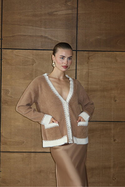 ThisBest V-Neck Pearl Buttoned Women's Knitwear Cardigan with Pockets-Trend