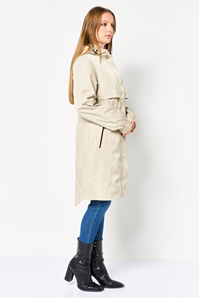 Andrew Marc Women Plain Rain Coat Jackets, Beige
