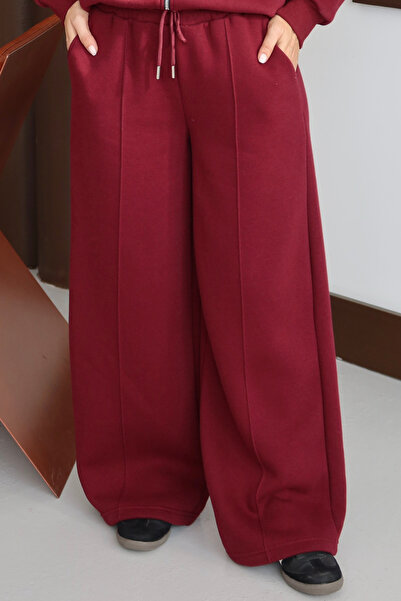 Mogi Butik Γυναικείο παντελόνι με ρέλι alazzo με ψηλόμεσο φλις εσωτερικό με 3 κλωστές 3131