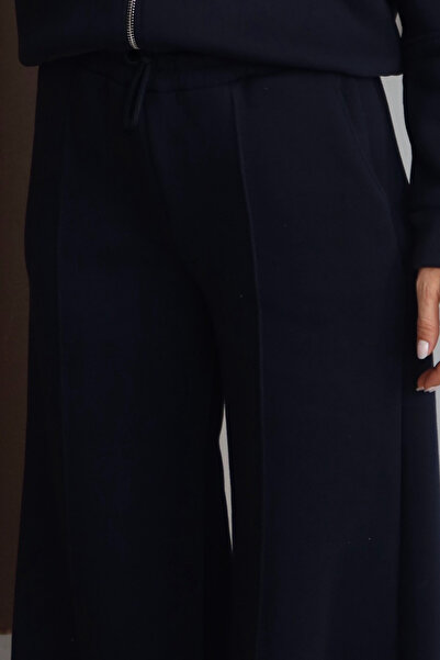 Mogi Butik Γυναικείο παντελόνι με ρέλι alazzo με ψηλόμεσο φλις εσωτερικό με 3 κλωστές 3131