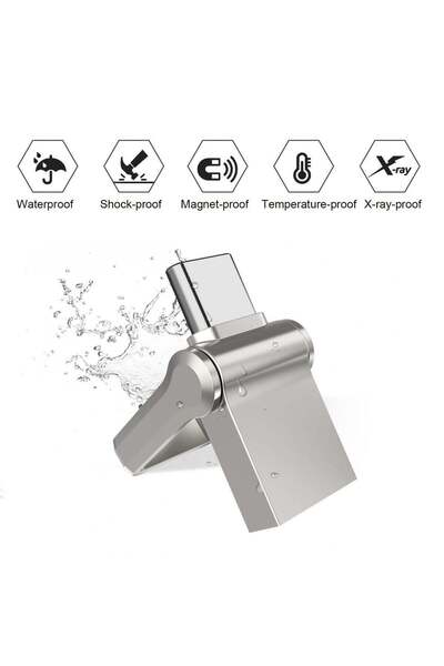 DOMEET 512GB USB 3.0 Type-C & USB-A Rotatable Metal Flash Drive (Silver)