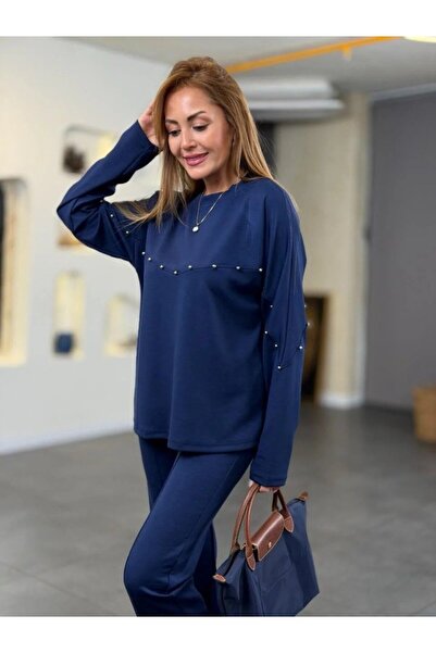 ALPACO Γυναικείο Σετ Μοντέρνο Υφασμάτινο Σετ με Λεπτομέρεια Πέρλας