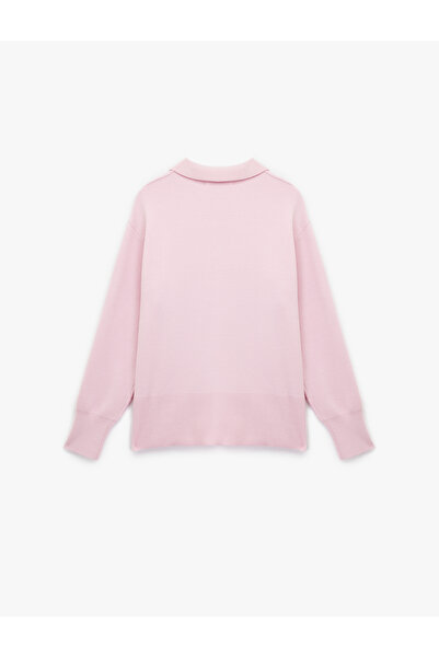 Koton Long Sleeve Button Detailed Basic Polo Neck Knitwear Sweater