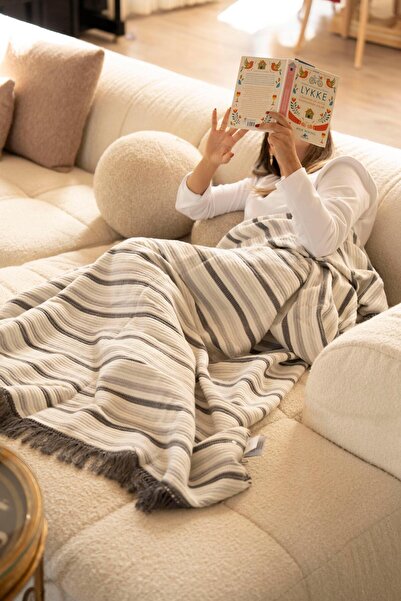 Menderes Home Cotton Collection Tv Blanket Gray