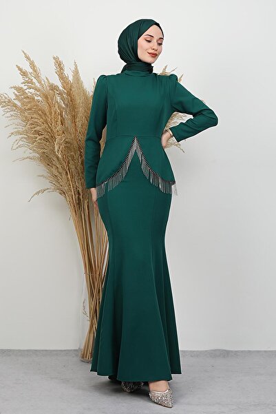 GİYZAMİLA Image Crepe Dress Emerald