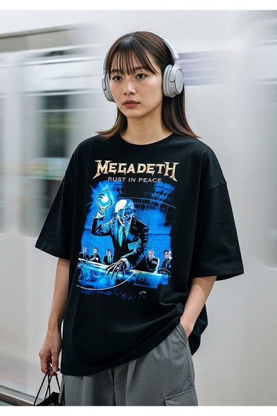 Freak Tshirt Black Color Megadeth Printed Unisex Oversized Cut T-Shirt
