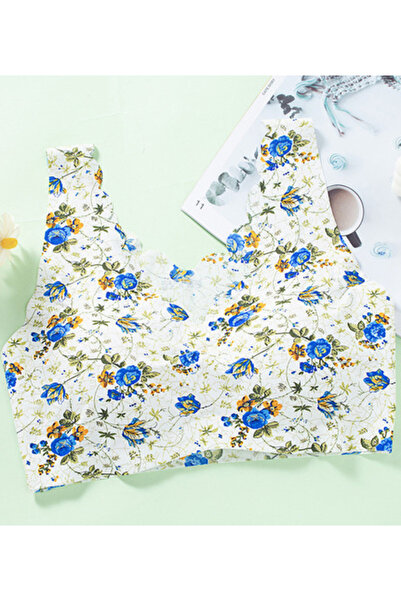 FridayIn Female Sweet Round neck Floral Slim Bra